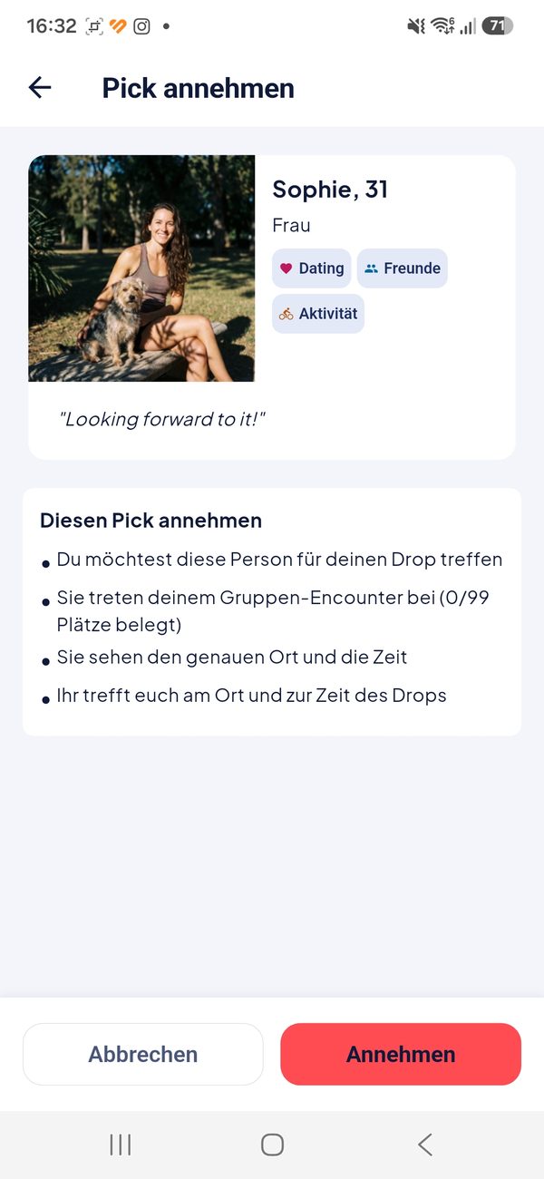 Eine Pick-Anfrage bestätigen in der forrealz! App