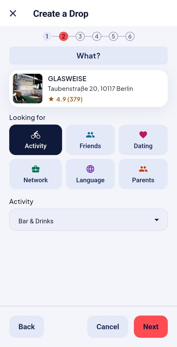 Creating a new Drop in the forrealz! app
