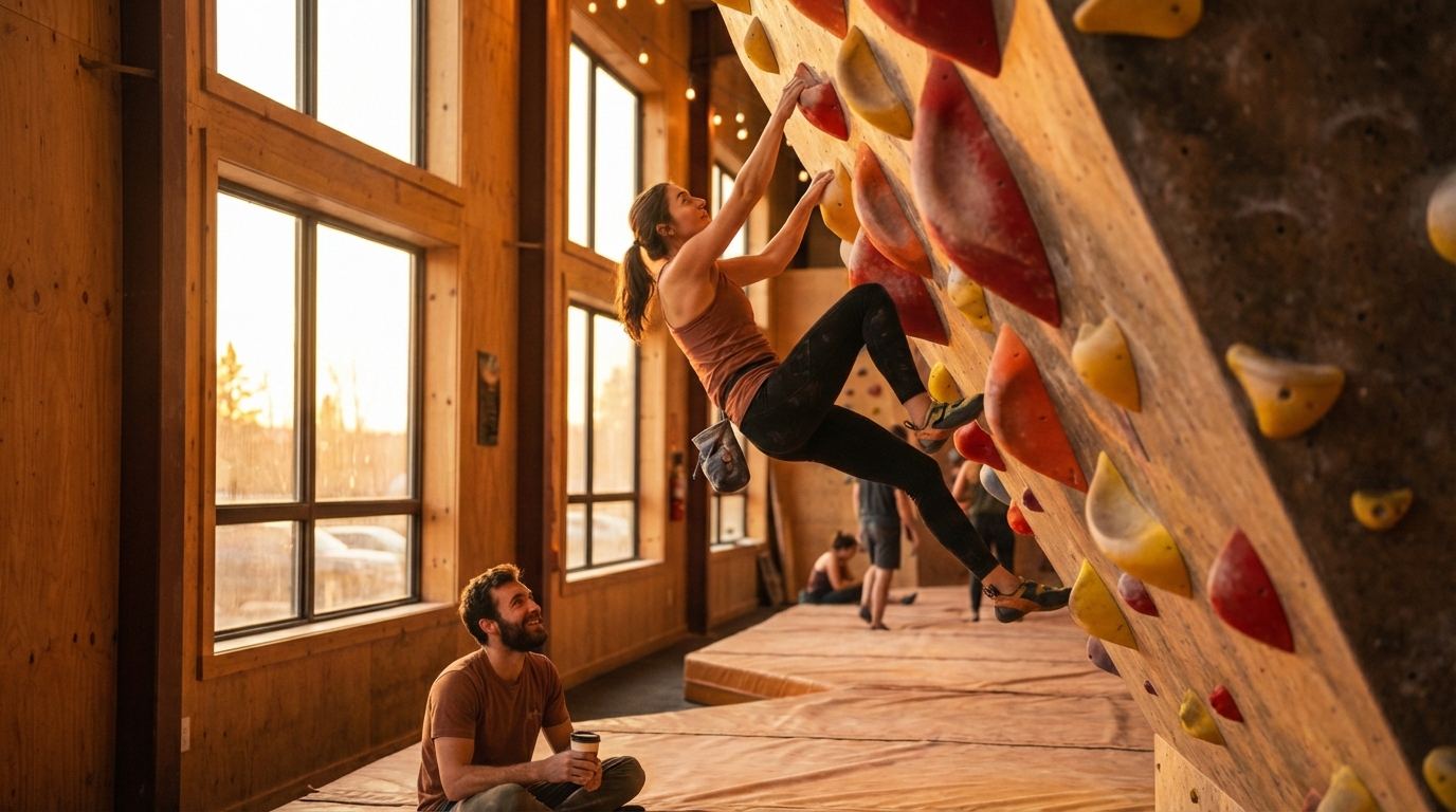 Bouldering partners meeting through forrealz!