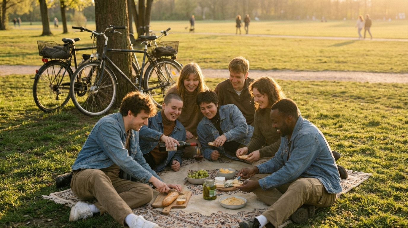 New friends at a picnic, arranged on forrealz!